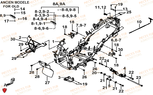 Chassis TGB Pieces TGB_X_MOTION_250 (No Serie RFCCUBCUB...Type: CUB-B)

