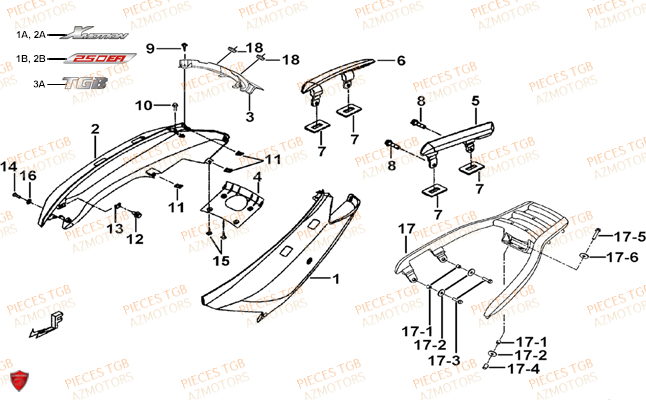 Coques TGB Pieces TGB_X_MOTION_250 (No Serie RFCCUBCUB...Type: CUB-B)

