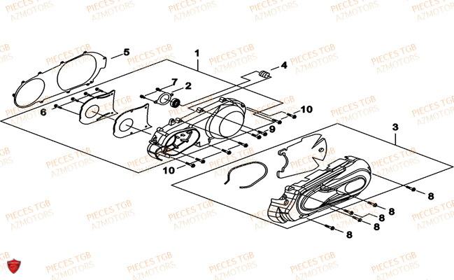 Couvercle Carter Moteur Gauche TGB Pieces TGB_X_MOTION_250 (No Serie RFCCUBCUB...Type: CUB-B)

