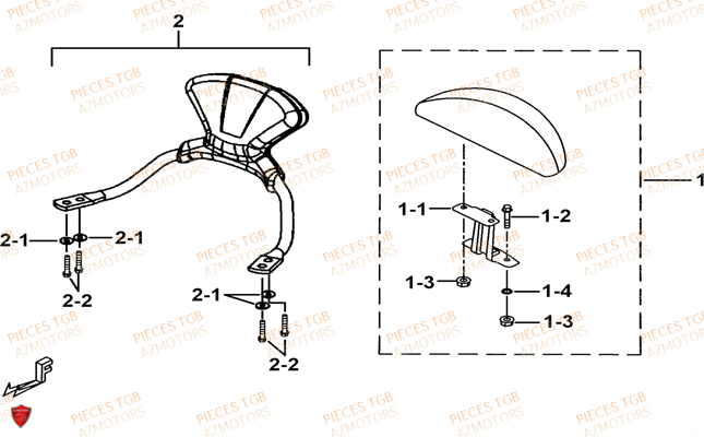 Dosseret Option TGB Pieces TGB_X_MOTION_250 (No Serie RFCCUBCUB...Type: CUB-B)

