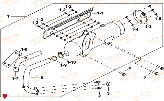Echappement TGB Pieces TGB_X_MOTION_250 (No Serie RFCCUBCUB...Type: CUB-B)

