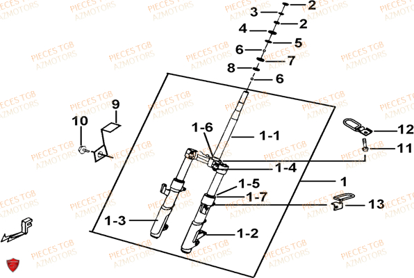 Fourche TGB Pieces TGB_X_MOTION_250 (No Serie RFCCUBCUB...Type: CUB-B)

