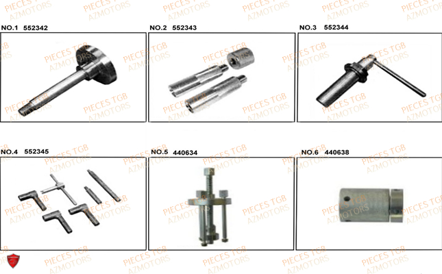 Outils 1 TGB Pieces TGB_X_MOTION_250 (No Serie RFCCUBCUB...Type: CUB-B)

