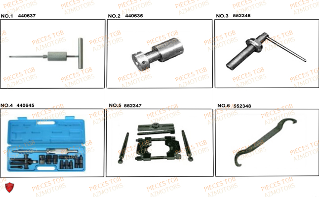 Outils 2 TGB Pieces TGB_X_MOTION_250 (No Serie RFCCUBCUB...Type: CUB-B)

