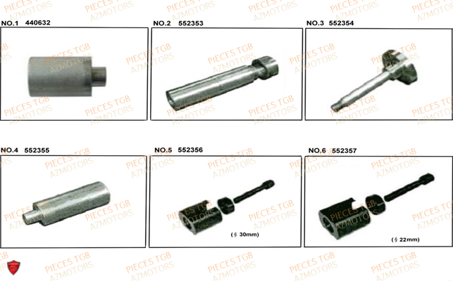 Outils 4 TGB Pieces TGB_X_MOTION_250 (No Serie RFCCUBCUB...Type: CUB-B)

