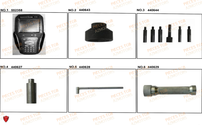 Outils 5 TGB Pieces TGB_X_MOTION_250 (No Serie RFCCUBCUB...Type: CUB-B)

