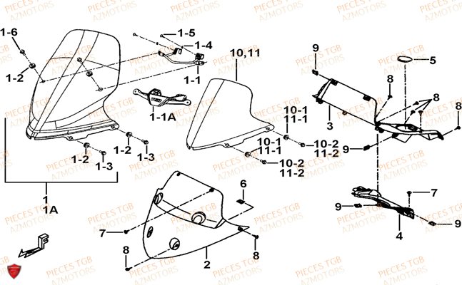 Pare Brise TGB Pieces TGB_X_MOTION_250 (No Serie RFCCUBCUB...Type: CUB-B)

