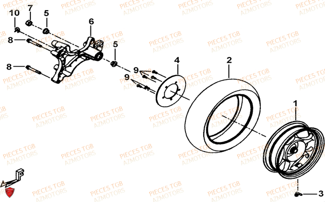 Roue Arriere TGB Pieces TGB_X_MOTION_250 (No Serie RFCCUBCUB...Type: CUB-B)

