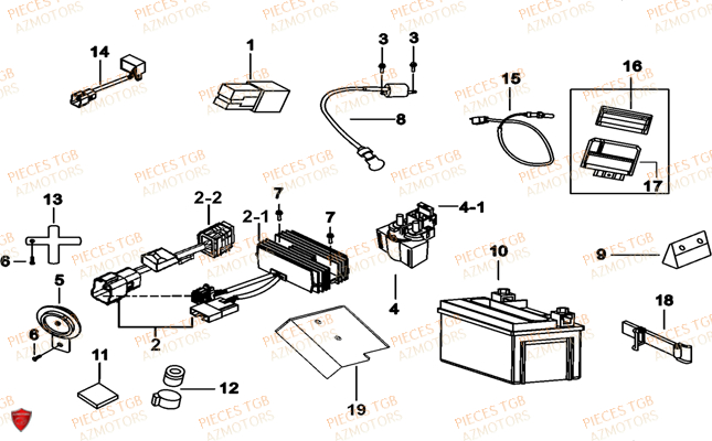 Systeme Electrique 3 TGB Pieces TGB_X_MOTION_250 (No Serie RFCCUBCUB...Type: CUB-B)

