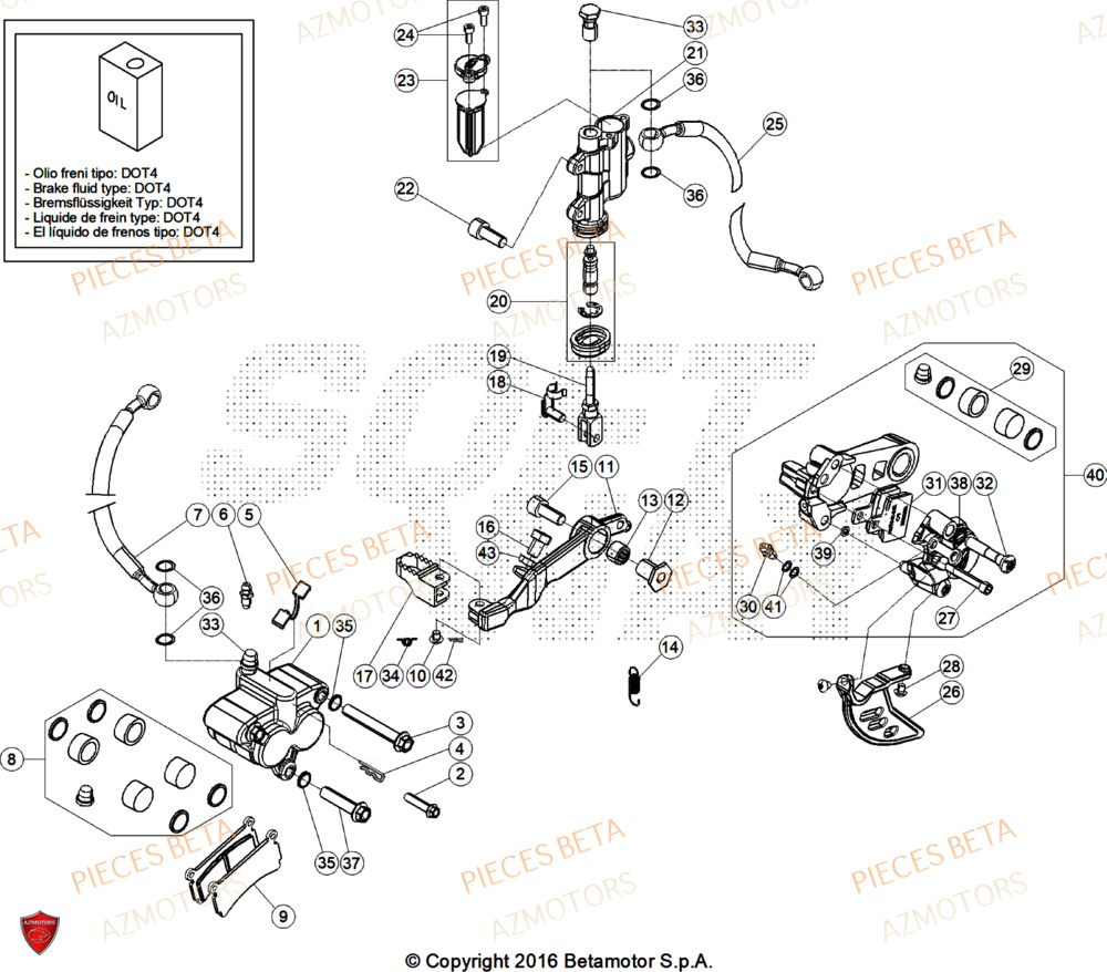 Freins AZMOTORS Pieces BETA TRIAL EVO 300 4T - (2025)