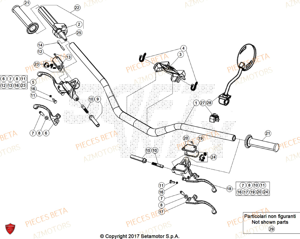Guidon AZMOTORS Pieces BETA TRIAL EVO 300 4T - (2025)