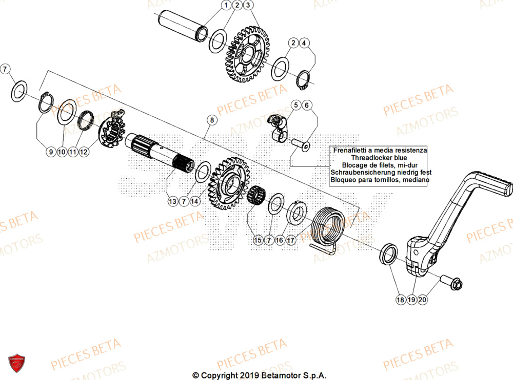 Kick Starter AZMOTORS Pieces BETA TRIAL EVO 300 4T - (2025)
