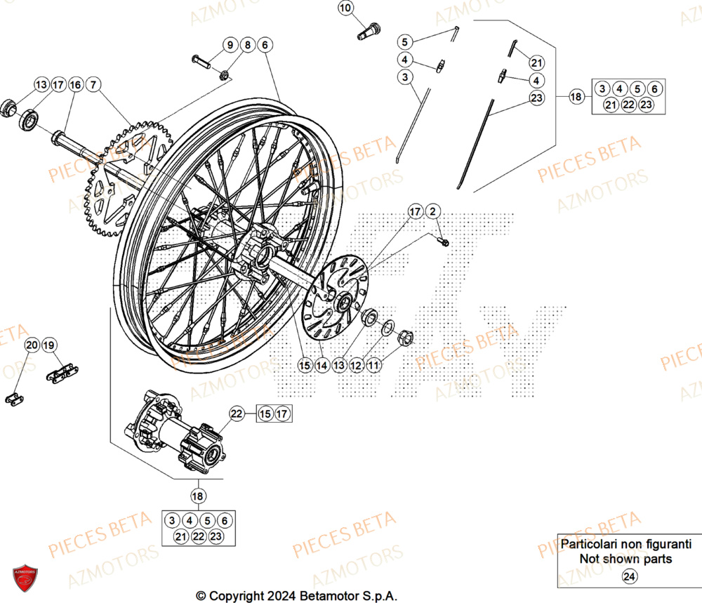 Roue Arriere AZMOTORS Pieces BETA TRIAL EVO 300 4T - (2025)
