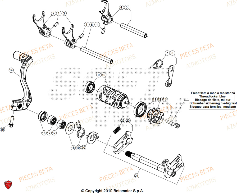 Selecteur De Vitesses AZMOTORS Pieces BETA TRIAL EVO 300 4T - (2025)