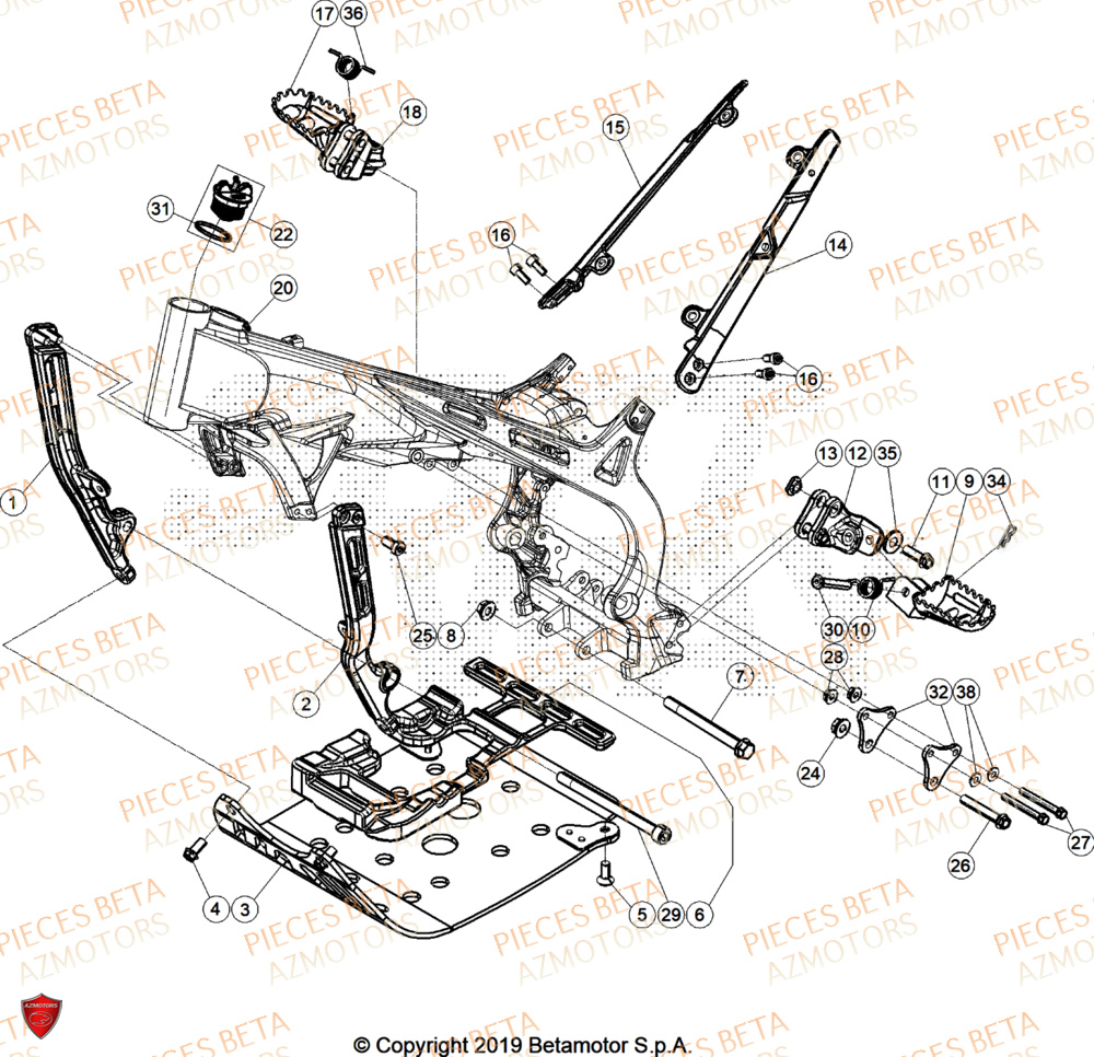 Accessoires Du Chassis BETA Pieces BETA TRIAL EVO 300 4T - (2026)