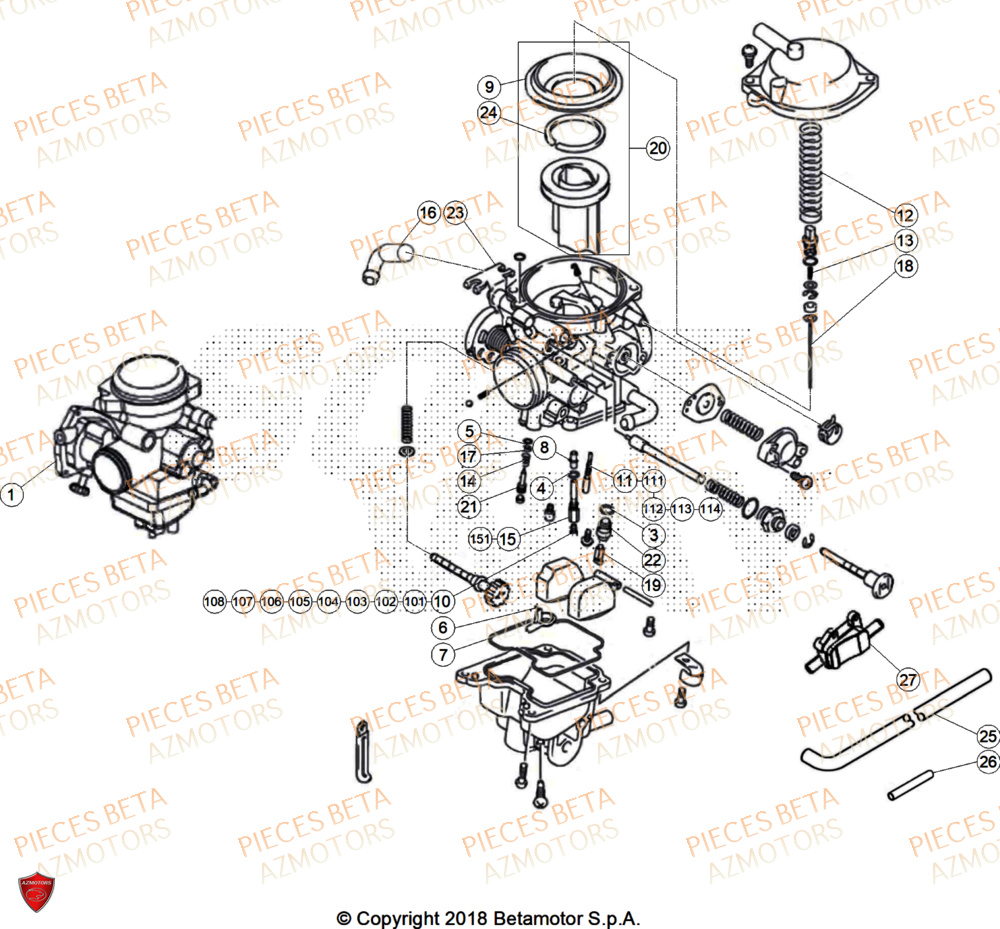 Carburateur BETA Pieces BETA TRIAL EVO 300 4T - (2026)