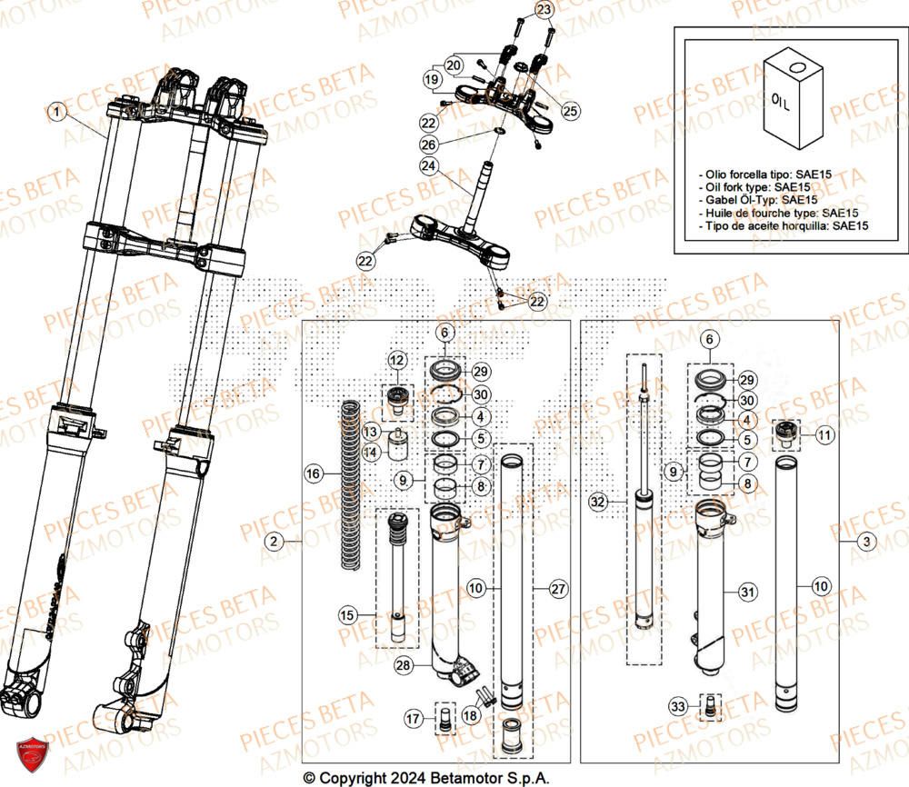 Fourche BETA Pieces BETA TRIAL EVO 300 4T - (2026)