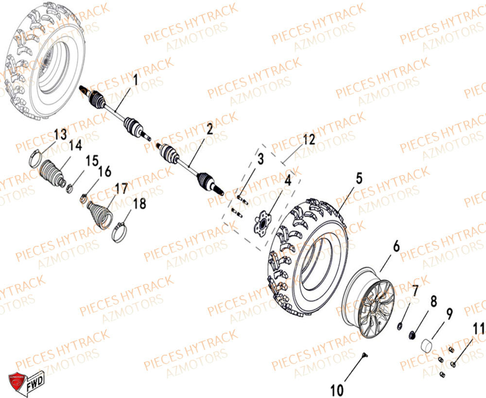 Roues Arriere HYTRACK Pieces SSV TROOPER 650