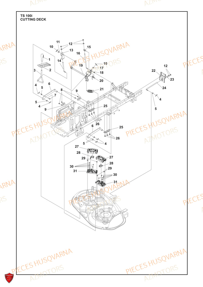 Carter De Tondeuse Coupe 2 AZMOTORS PIECES TRACTEUR TONDEUSE TS 100I HUSQVARNA