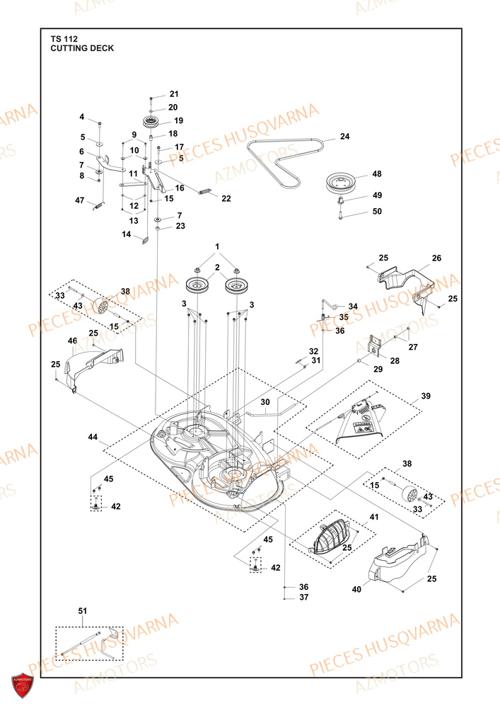 Carter De Tondeuse Coupe 1 AZMOTORS PIECES TRACTEUR TONDEUSE TS 112 HUSQVARNA