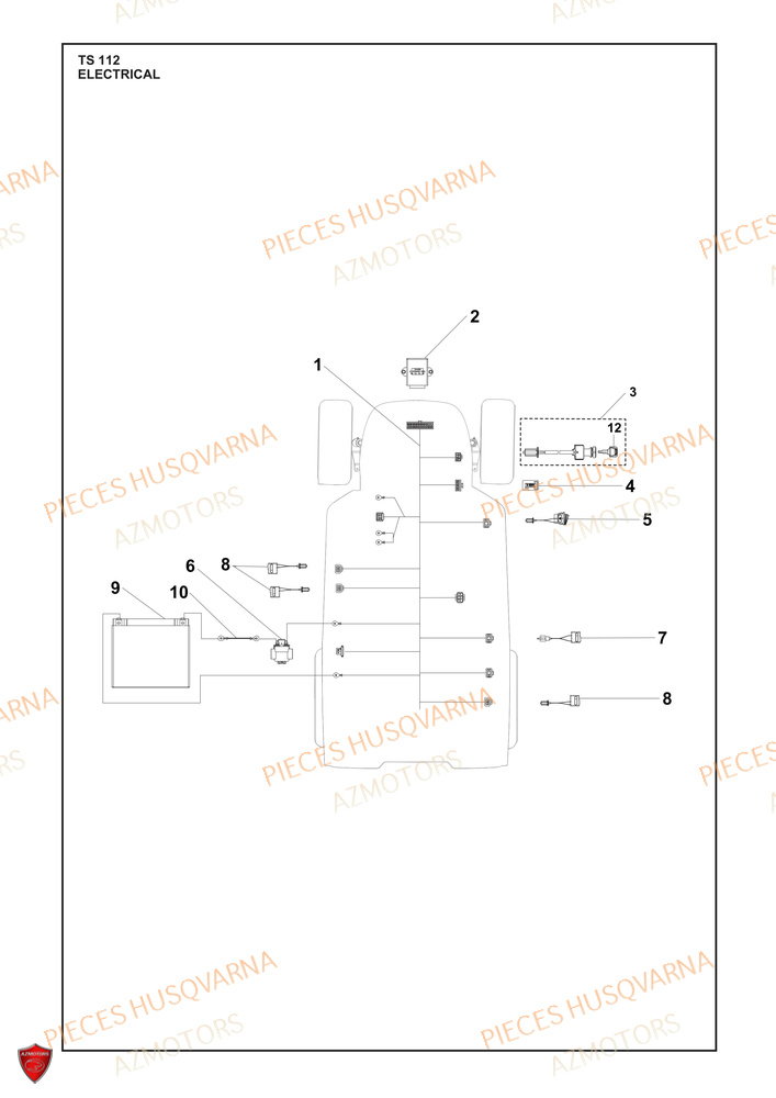 Electrique AZMOTORS PIECES TRACTEUR TONDEUSE TS 112 HUSQVARNA