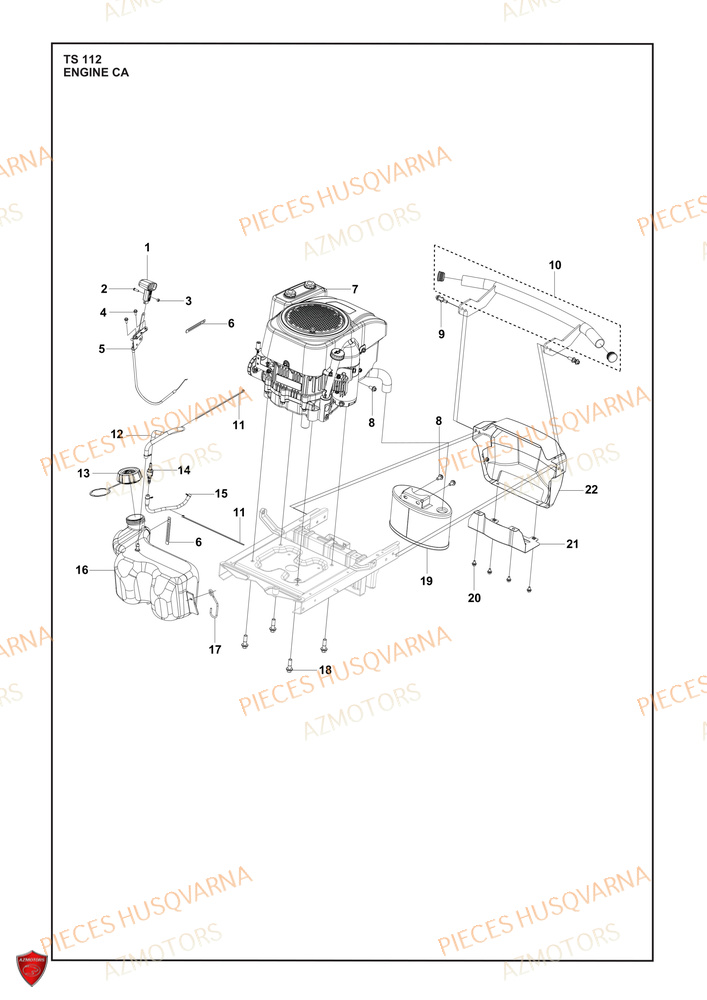 Moteur 2 AZMOTORS PIECES TRACTEUR TONDEUSE TS 112 HUSQVARNA