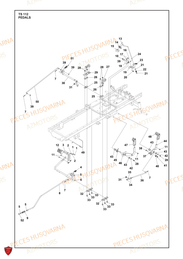 Pedales AZMOTORS PIECES TRACTEUR TONDEUSE TS 112 HUSQVARNA