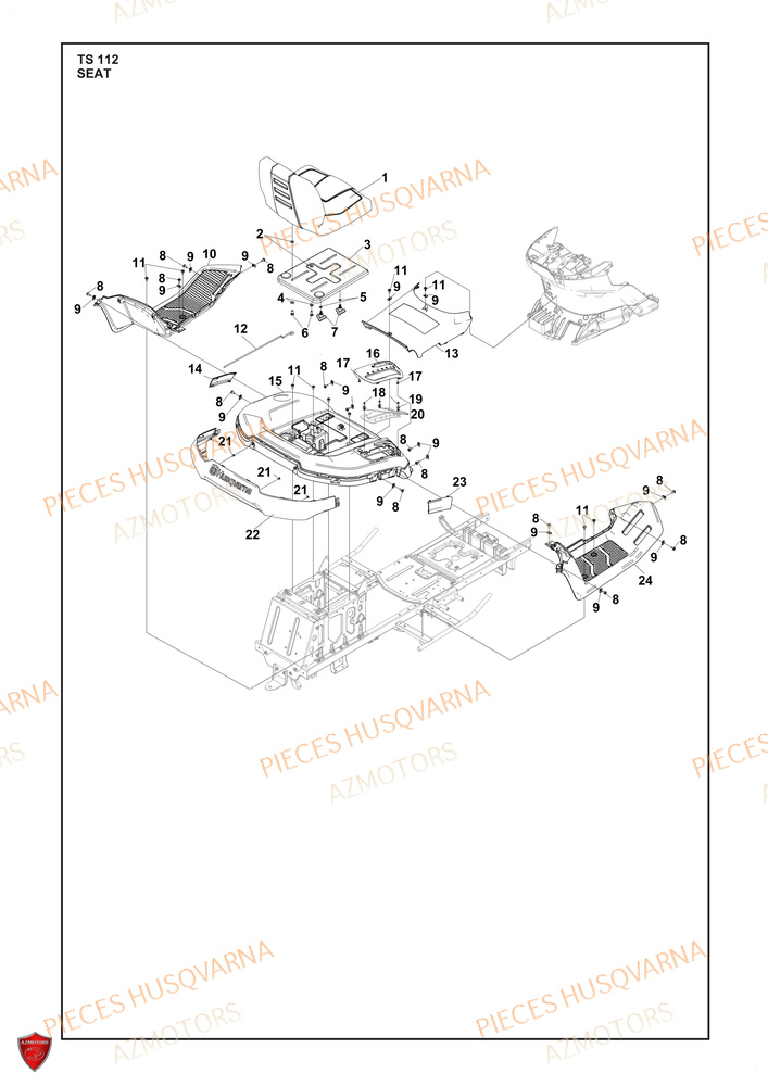 Siege AZMOTORS PIECES TRACTEUR TONDEUSE TS 112 HUSQVARNA