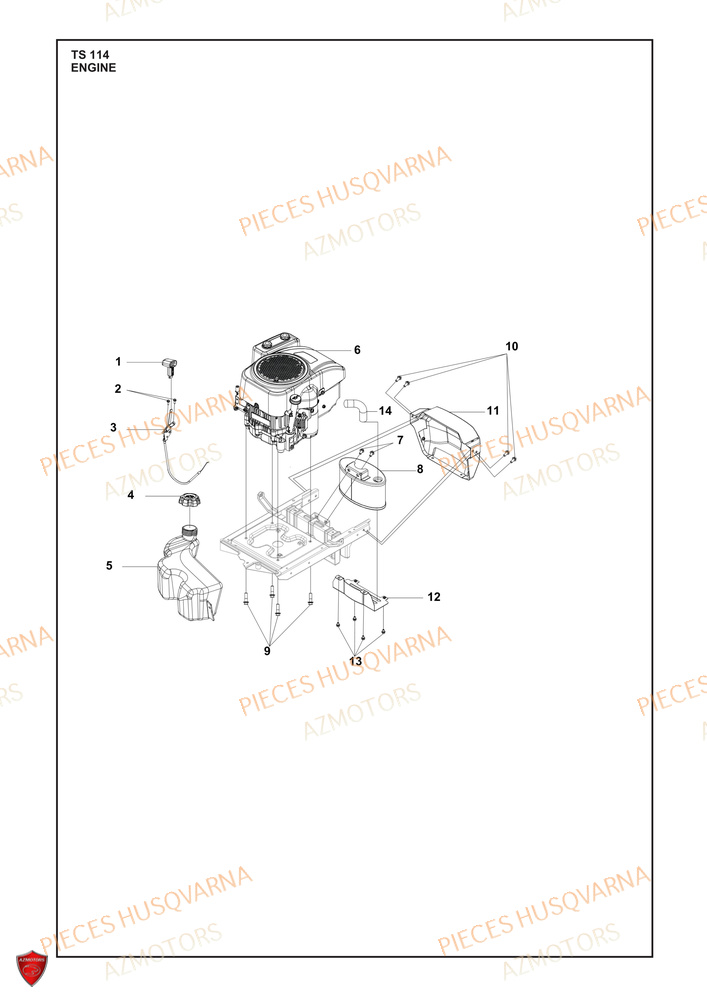 Moteur 1 AZMOTORS PIECES TRACTEUR TONDEUSE TS 114 HUSQVARNA