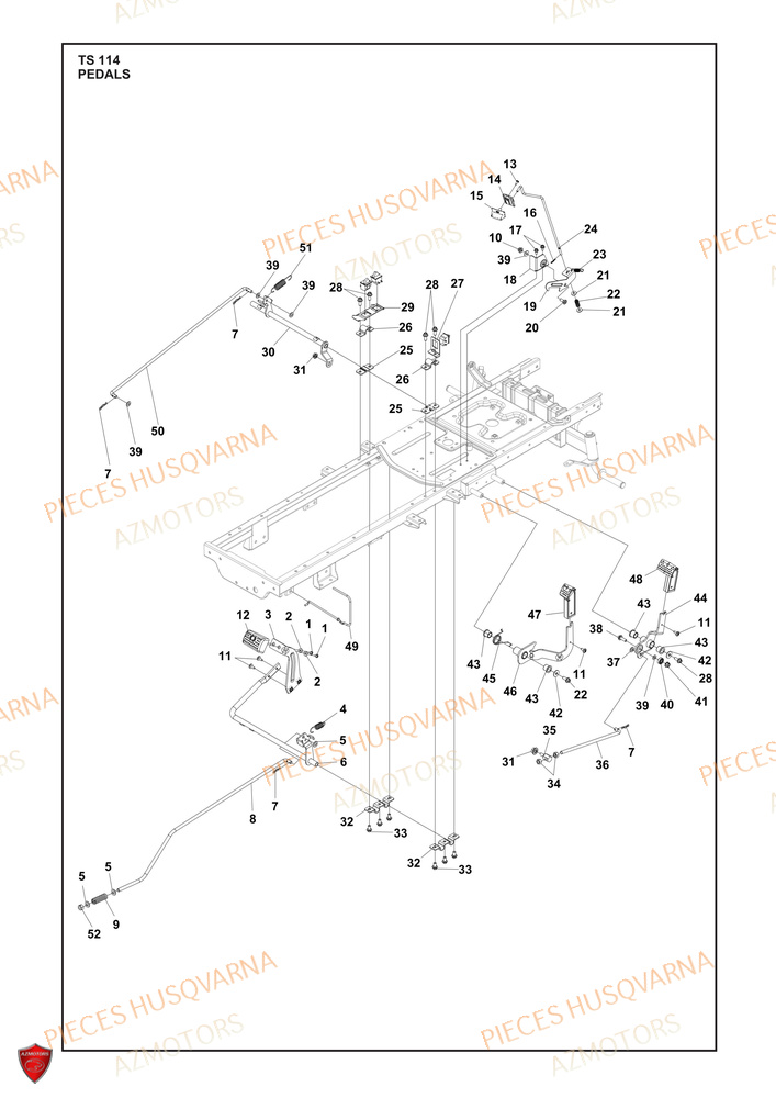 Pedales AZMOTORS PIECES TRACTEUR TONDEUSE TS 114 HUSQVARNA