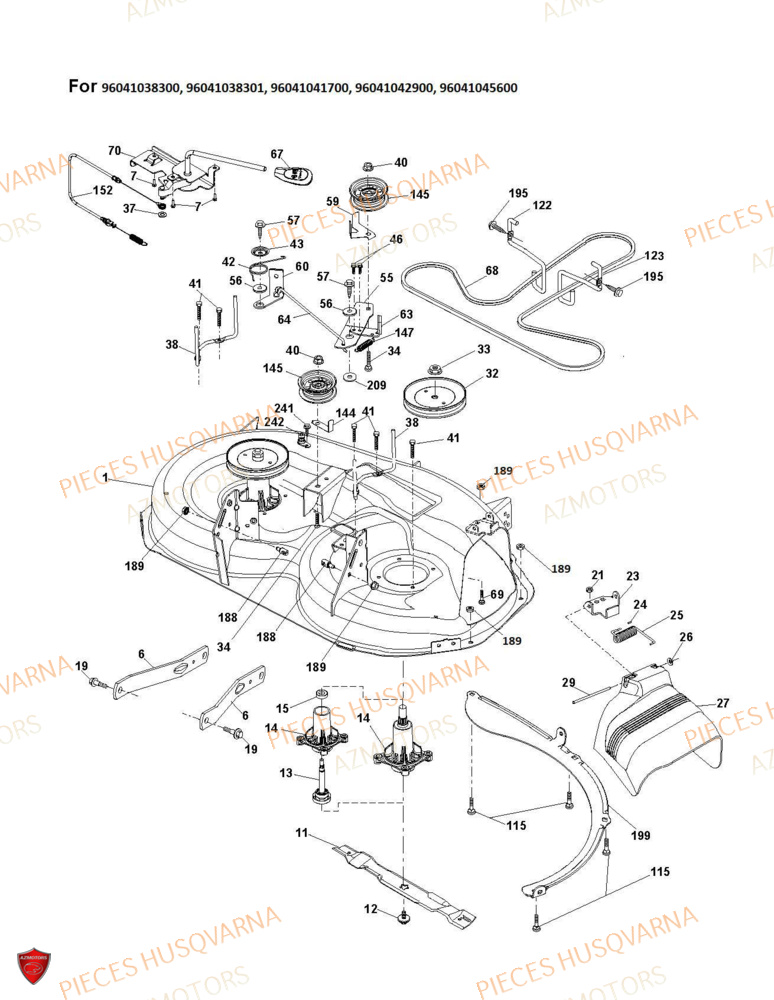 Carter De Tondeuse Coupe 1 AZMOTORS PIECES TRACTEUR TONDEUSE TS 318 HUSQVARNA