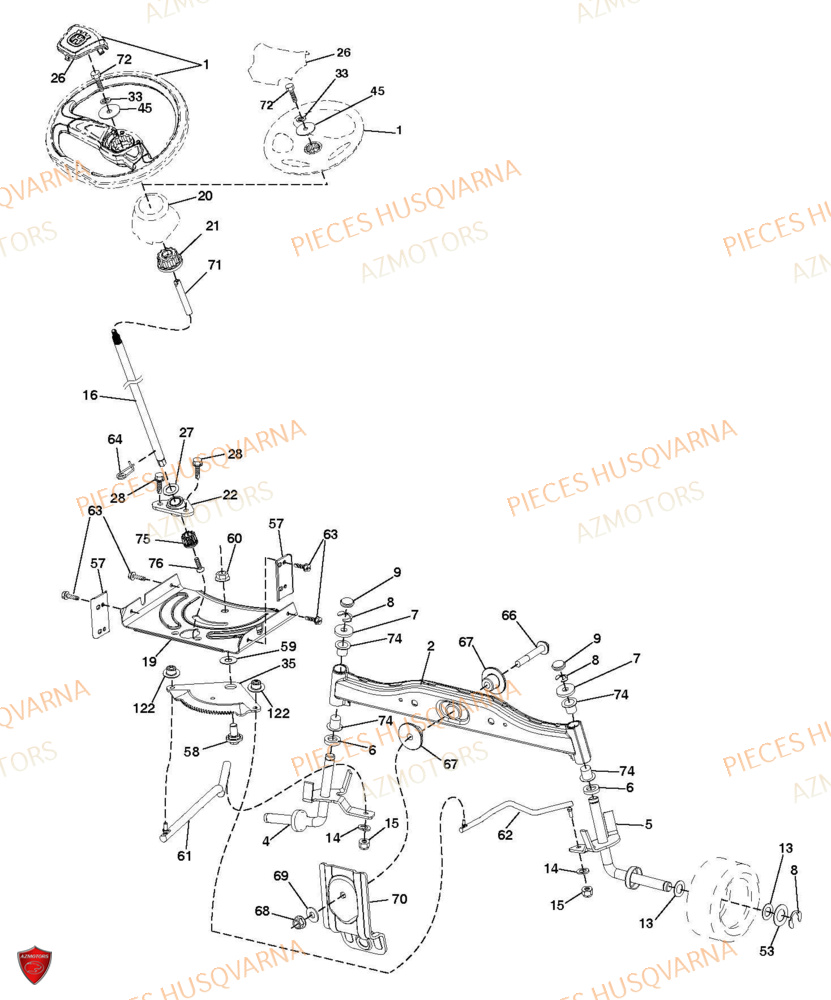 Direction AZMOTORS PIECES TRACTEUR TONDEUSE TS 318 HUSQVARNA