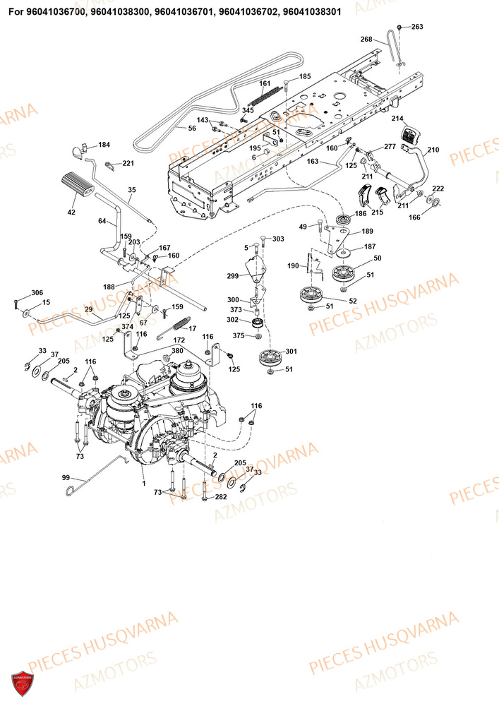 Entrainement 2 AZMOTORS PIECES TRACTEUR TONDEUSE TS 318 HUSQVARNA
