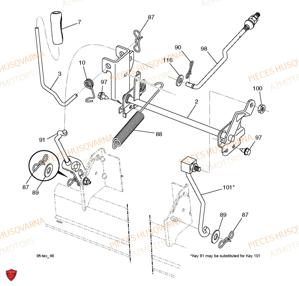 Levage De Tondeuse Levage De Carter AZMOTORS PIECES TRACTEUR TONDEUSE TS 318 HUSQVARNA