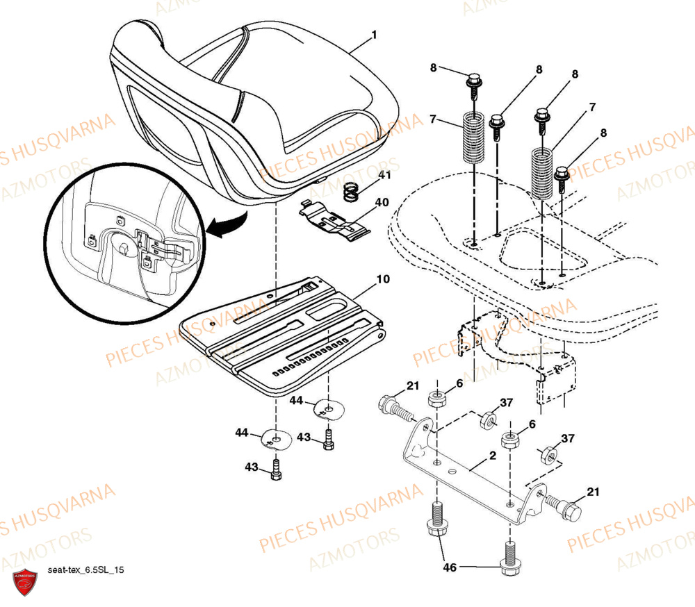 Siege AZMOTORS PIECES TRACTEUR TONDEUSE TS 318 HUSQVARNA