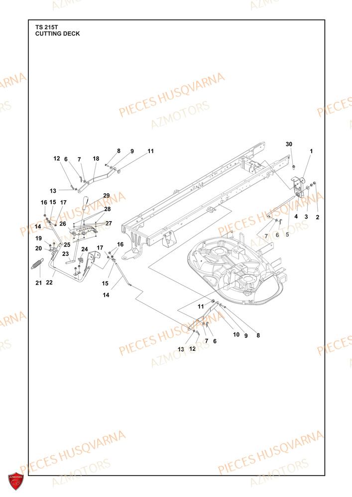Carter De Tondeuse Coupe 2 AZMOTORS PIECES TRACTEUR TONDEUSE TS 215T HUSQVARNA