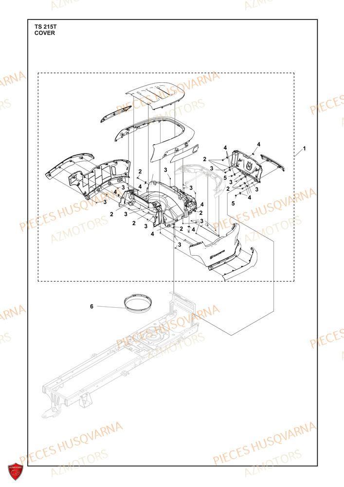 Couvercle 1 AZMOTORS PIECES TRACTEUR TONDEUSE TS 215T HUSQVARNA