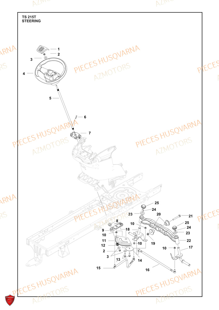 Direction AZMOTORS PIECES TRACTEUR TONDEUSE TS 215T HUSQVARNA