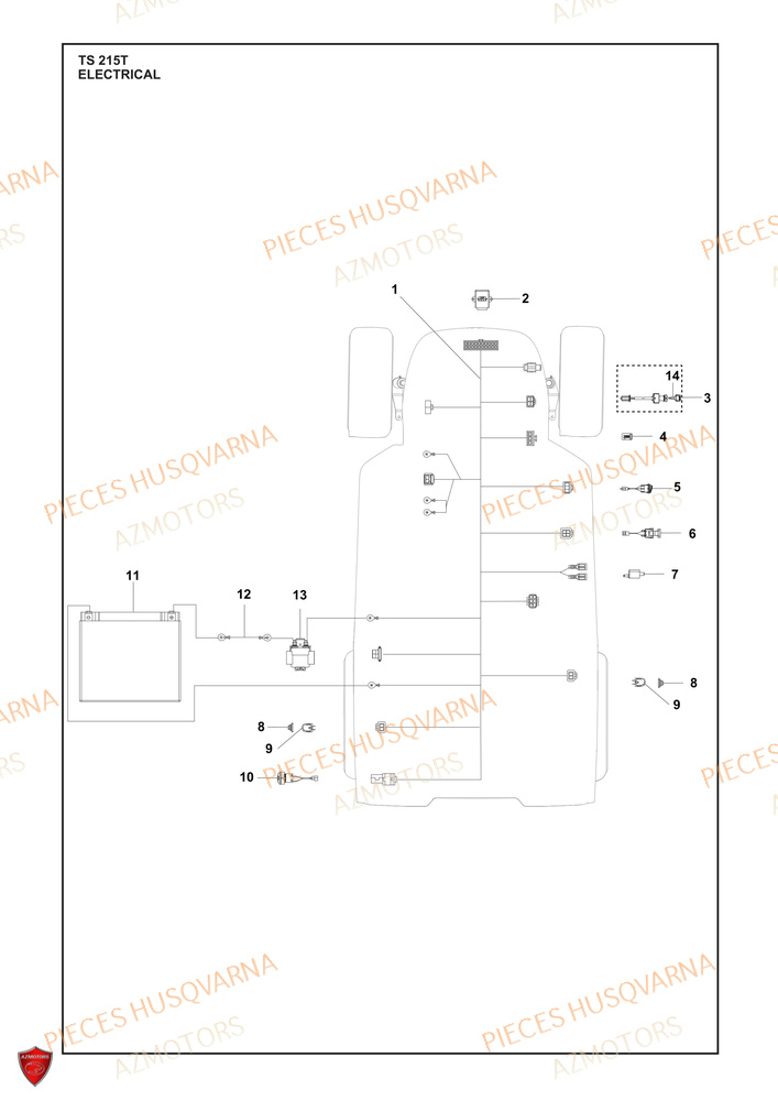 Electrique AZMOTORS PIECES TRACTEUR TONDEUSE TS 215T HUSQVARNA