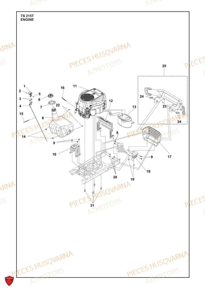 Moteur AZMOTORS PIECES TRACTEUR TONDEUSE TS 215T HUSQVARNA