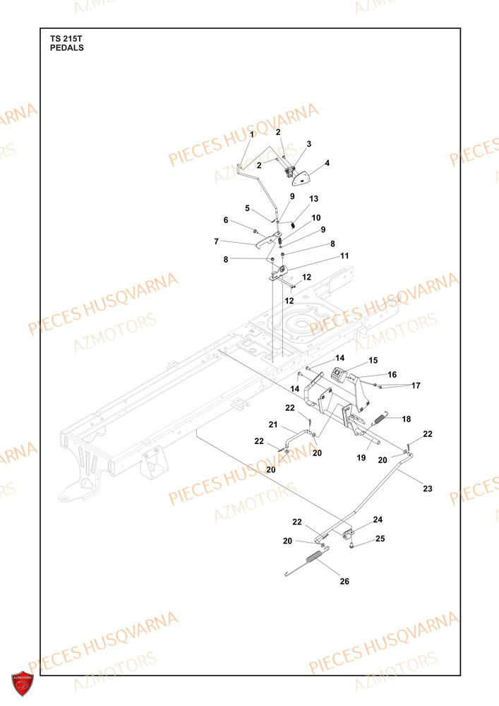 Pedales AZMOTORS PIECES TRACTEUR TONDEUSE TS 215T HUSQVARNA