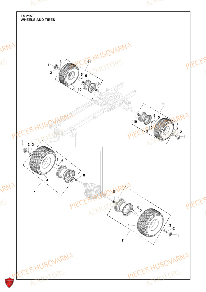 Roues Et Pneus AZMOTORS PIECES TRACTEUR TONDEUSE TS 215T HUSQVARNA