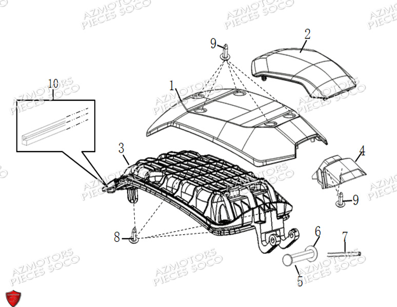 Carenages Boite De Stockage SUPER SOCO Pièces TS STREET HUNTER PRO (125cc) SOCO ORIGINE