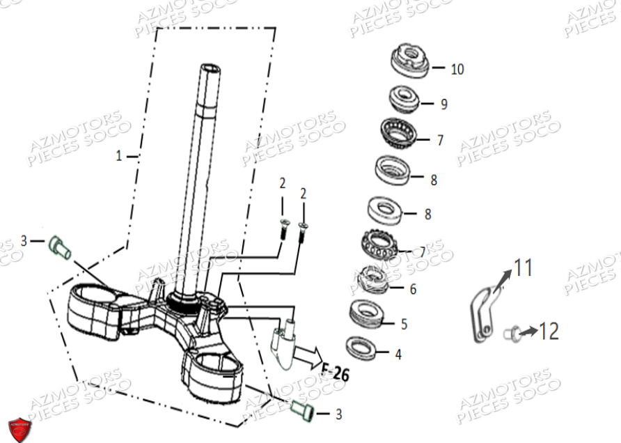 Colonne De Direction SUPER SOCO Pièces TS STREET HUNTER PRO (125cc) SOCO ORIGINE