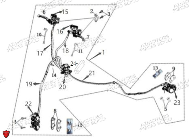 Freinage Cbs SUPER SOCO Pièces TS STREET HUNTER PRO (125cc) SOCO ORIGINE