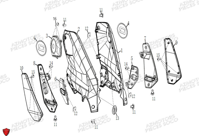 Protections Hautes Gauche Et Droite SUPER SOCO Pièces TS STREET HUNTER PRO (125cc) SOCO ORIGINE