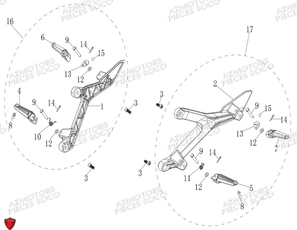 Reposes Pieds SUPER SOCO Pièces TS STREET HUNTER PRO (125cc) SOCO ORIGINE