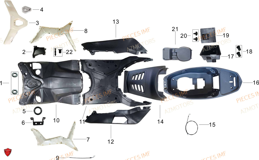 Carennage AZMOTORS PIECES T LONGO 125 4T EURO 5+
