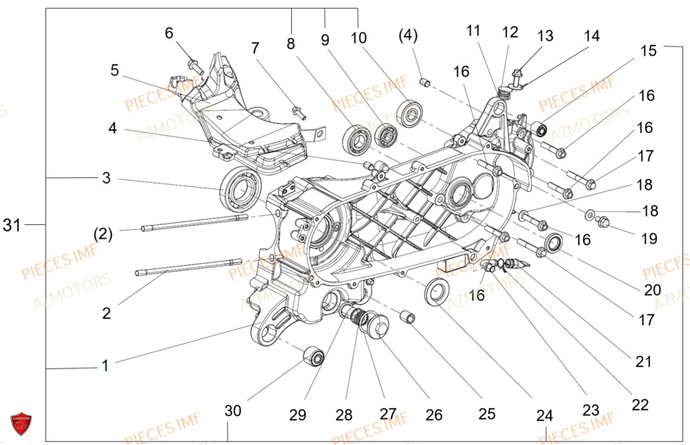 Carter Variateur Interieur AZMOTORS PIECES T LONGO 125 4T EURO 5+