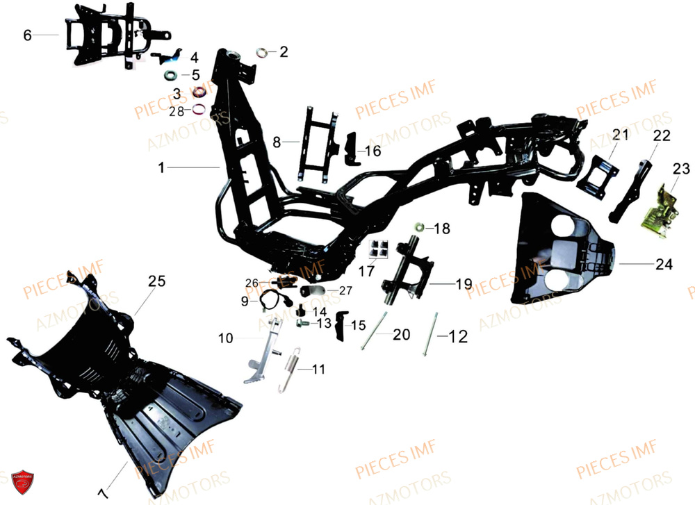 Chassis AZMOTORS PIECES T LONGO 125 4T EURO 5+
